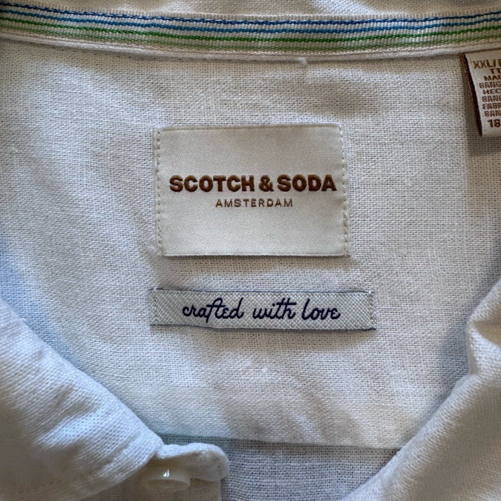 Scotch & Soda Shirt Linen Blend Sz XXL Short Sleeve Woven Off White Vacation - Picture 10 of 14